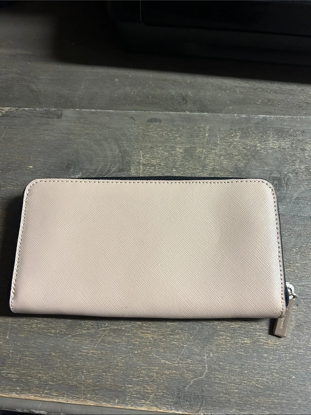 kate spade Black and Blush Saffiano Zip Wallet